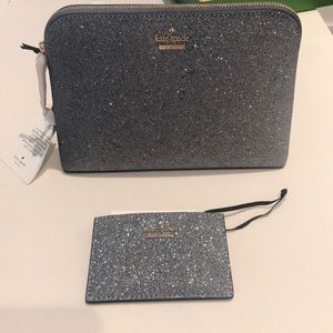 Kate Spade Glitter Makeup Bag and Cardholder